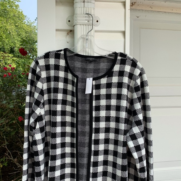 NWT Talbots Pretty Black White Gingham Check Cardi - Picture 2 of 6